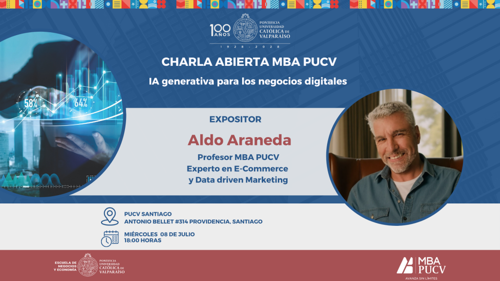 Afiche de Inauguración sobre IA generativa aplicada a empresas, marketing y transformación digital