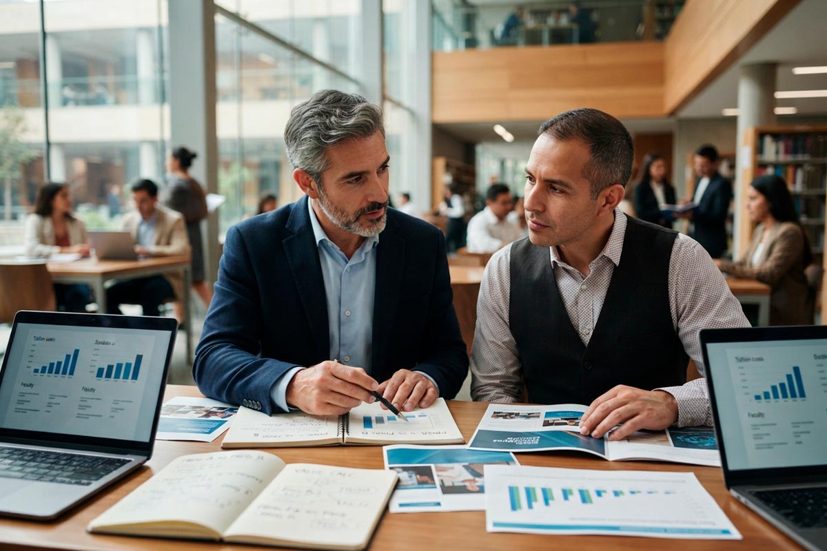 Profesionales comparando programas y costos de MBA