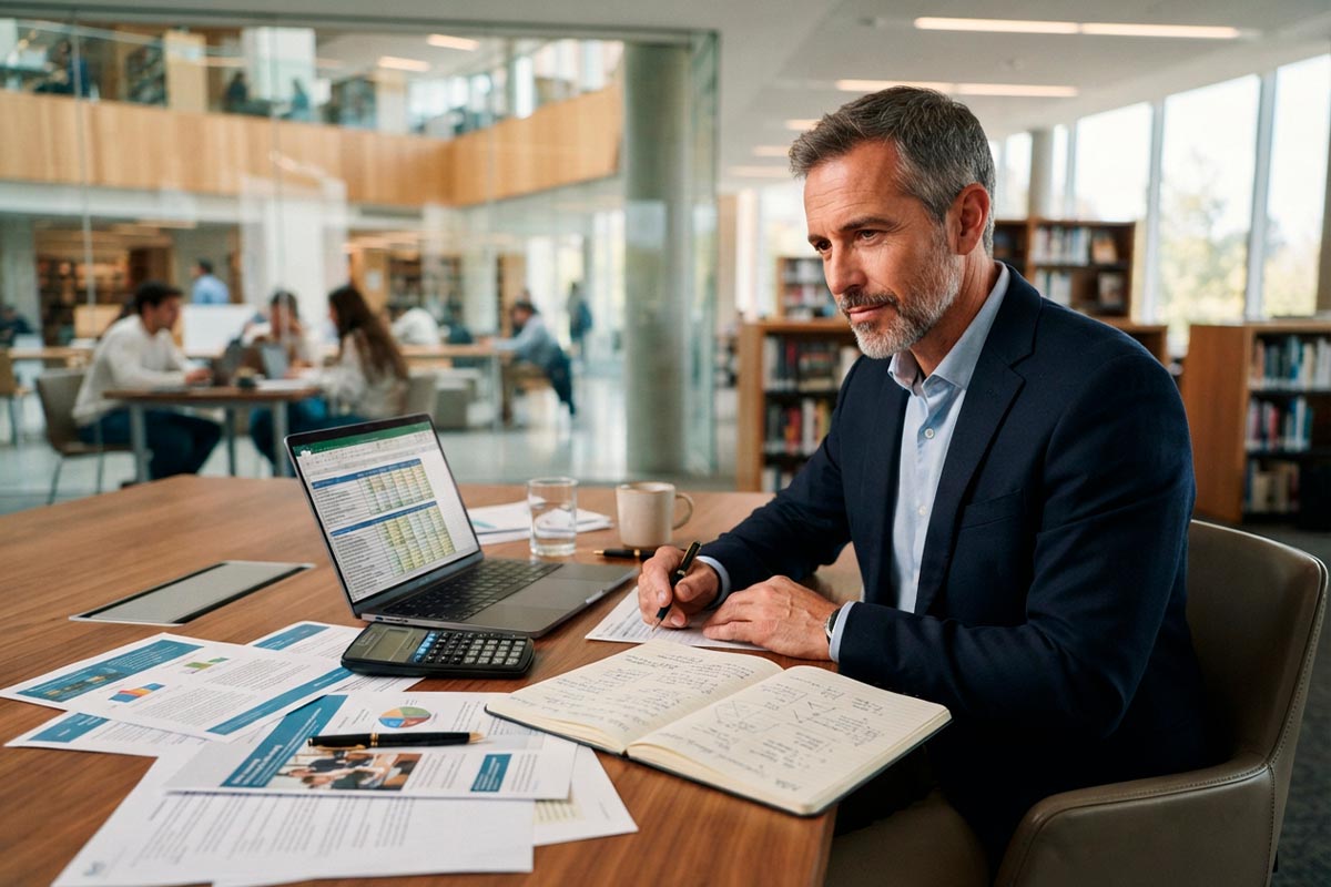Profesional evaluando la inversión para estudiar un MBA